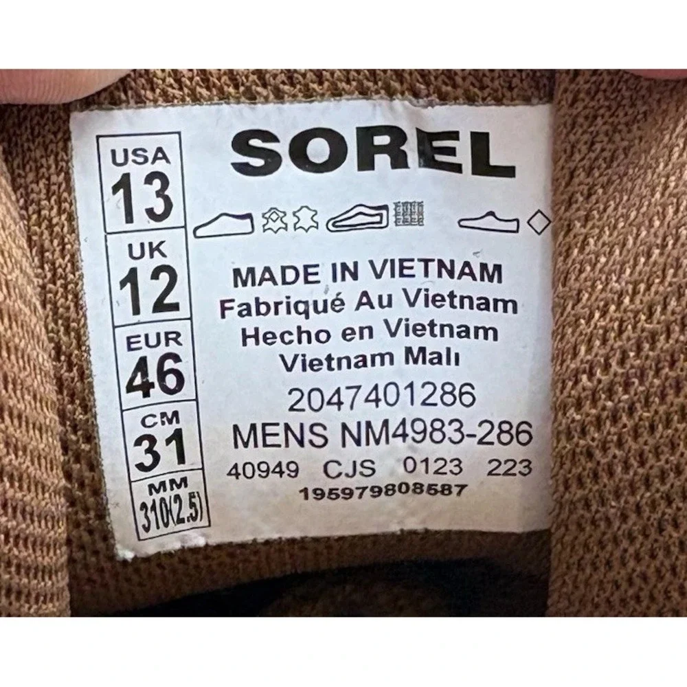 Sorel Men's Buxton Lite Lace Waterproof Boots Elk/Black Size 13 NM4983-286